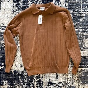 Classic Brown Ribbed Men's Sweater